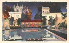 Palace Better Housing House Hospitality Night San Diego Exposition CA postcard - £3.85 GBP