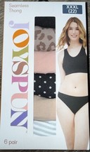 Joyspun 6-Pair Women&#39;s Seamless Thong Underwear Panties Polyester Blend (A), 3XL - $17.81