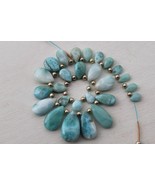Natural 25 pieces strand larimar gemstone smooth pear beads, 9x11----14x... - £86.13 GBP