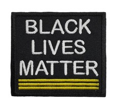 Black Lives Matter Embroidered Iron On Patch  2.95&quot;x2.65&quot; Hook &amp; Loop BL... - £6.53 GBP