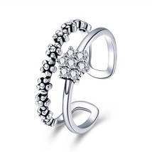 Genuine 925 Silver Elegant Daisy Flower Finger Ring Adjustable Open Size Rings f - £16.71 GBP