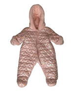 ROTHSCHILD Baby Girl Pink Quilted Iridescent Snowsuit Faux Fur Trim 3/6 ... - $34.64