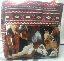 Horses Western South West Mare Horsehoe Saddle Purse/Project Bag Handmade 12x12 - £29.68 GBP