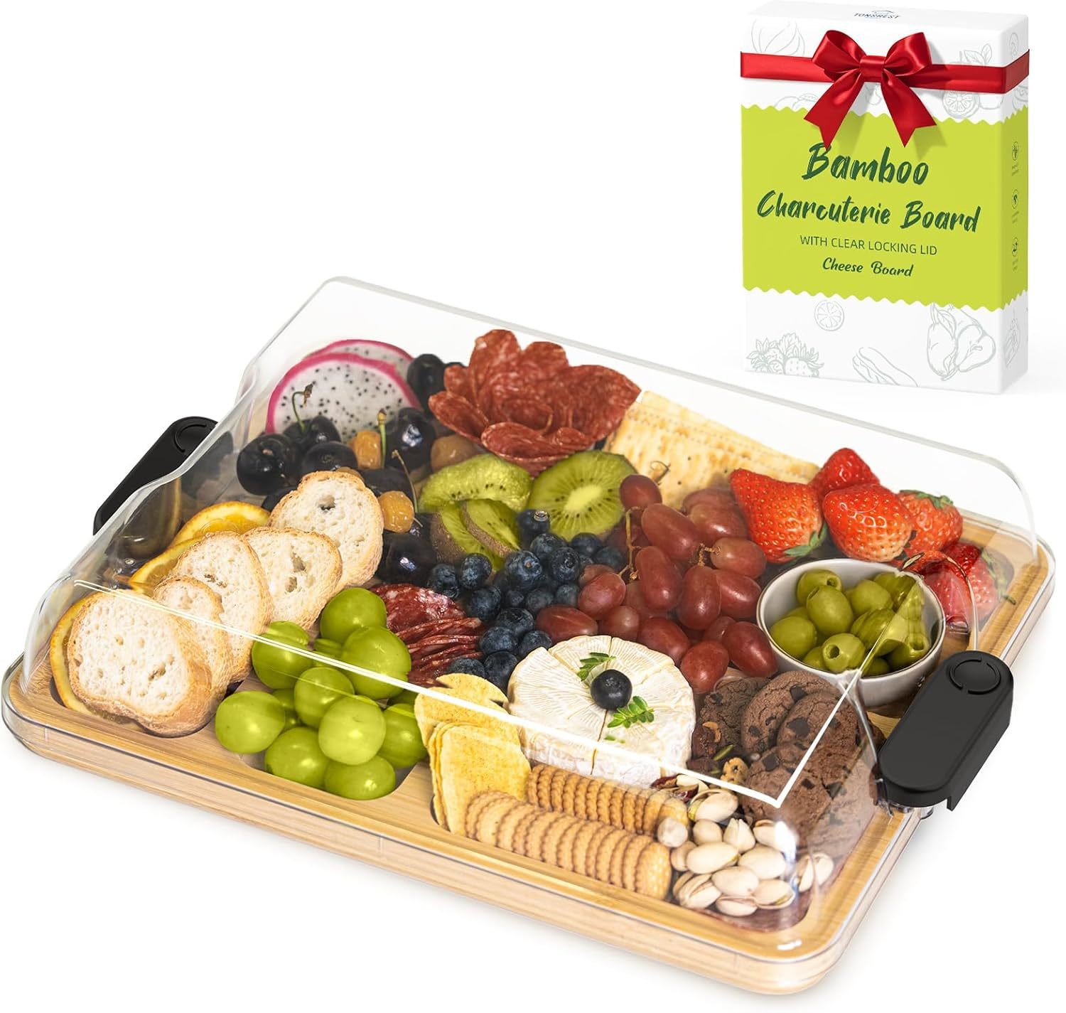 2-In-1 Charcuterie Board With Lid, Large Cutting Board For Kitchen, Travel - $38.94