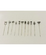 Vintage Set Of 11 Silver Sterling Japanese Decorative Hors D&#39;oeuvre Picks - £119.01 GBP