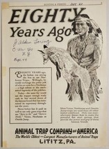 1927 Print Ad Animal Trap Company Native American Holds Fox Lititz,Pennsylvania - £8.24 GBP