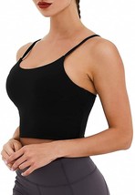 Women Longline Sports Bra Wirefree Padded Medium Support Yoga Bra (Black,Size:M) - £11.66 GBP