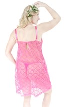 Inspire Psyche Terry Womens Plus Size Lace Chemise &amp; Thong 2 Piece,Raspberry,4X - £40.48 GBP