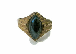 Estate Find Art Deco Style Gold Tone Ring Faux Hematite Stone - £23.88 GBP