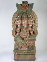  82&quot;Super Large Trimukha Lord Ganesha with Kirtimukha Throne|Handmade|Home Decor - £3,436.43 GBP