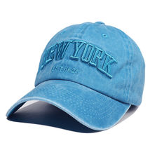 HOT Blue NY Dyed Washed Retro Cotton - Plain Polo Style Baseball Ball Cap Hat - £15.32 GBP