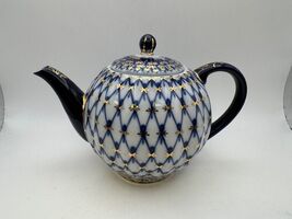 Lomonosov Russian Fine China COBALT NET Mini Teapot - $225.61 CAD