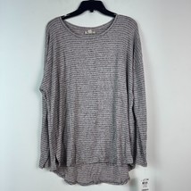 Style &amp; Co Womens XL Gray Pink Striped Scoop Neck Long Sleeve Knit Top N... - £16.84 GBP