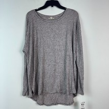 Style &amp; Co Womens XL Gray Pink Striped Scoop Neck Long Sleeve Knit Top NWT CJ83 - £16.83 GBP