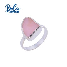handmade Natural pink Opal Rough gemstone ring 925 sterling silver fashion lady  - £41.16 GBP