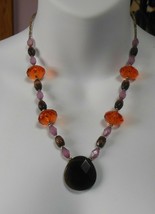 Signed George Gold Tone Multi-Color Glass Bead Necklace - £18.71 GBP