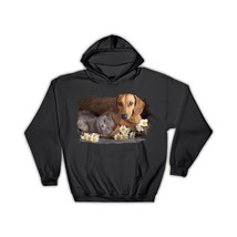 Dachshund Daisy and Cat : Gift Hoodie Dog Friend Pet Funny Cute Puppy - £28.35 GBP