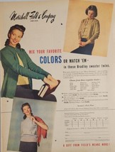 1947 Print Ad Marshall Field & Co Bradley Sweater Twins Pretty Ladies Chicago,IL - $22.30
