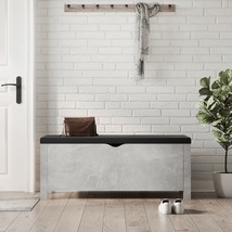  Storage Box Concrete Grey Engineered Wood, Faux Leather Medium - $255.49
