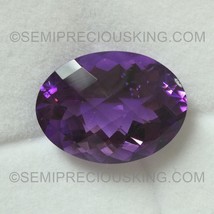 Natural Amethyst African Oval Checkerboard Cut 20x15mm Grape Purple Color VVS Cl - £664.50 GBP