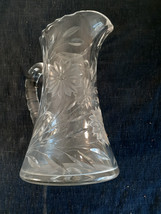 Antique Glass Water Pitcher, Cut and Etched Glass, 11&quot; Tall - £23.09 GBP