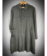 1950s MCM Gray Micro Check Plaid 3/4 Trench Coat Sz 42-44 W/ Lining Belt... - $59.54 CAD