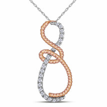 10k White Gold Womens Round Diamond Rose-tone Rope Infinity Pendant 1/4 Cttw - £239.15 GBP