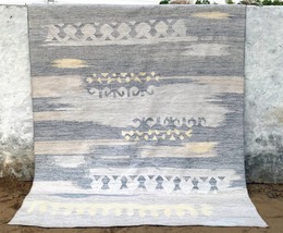VINTAGE Finish Hand Woven Multi Color SCANDINAVIAN Art-Silk Flat weave K... - $1,145.47