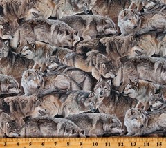 Cotton Packed Wolves Wolf Animals Winter Fabric Print by the Yard D585.55 - £12.74 GBP