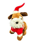 Vintage Wallace Berrie Christmas Plush Dog Stuffed Animal Santa Hat 8 In... - £9.95 GBP