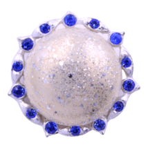 Vintage Swarvoski Sapphire Blue Rhinestone Domed Faux Pearl Glitter Broo... - £7.75 GBP