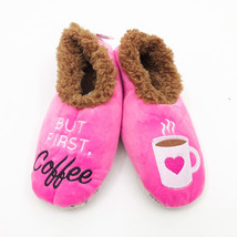 Snoozies Women&#39;s But First  Coffee Non Skid Slippers Small 5/6 Pink - $12.86