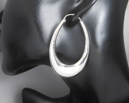 Oval Hoop Earrings 53mm In 925 Sterling Silver Earrings, Womens Long Earrings  - £69.75 GBP