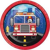 Flaming Fire Truck Dessert Plates (8) - Birthday Party Supplies - $2.48