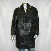 Men&#39;s Davoucci Black Patched 100% Genuine Leather Trench Coat . - £394.63 GBP