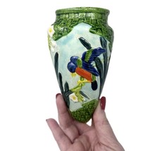 VTG Porcelain Bird On Branch Wall Pocket Vase Robin Hand-painted Cottage... - $17.41