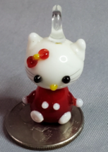 Hello Kitty Lampwork Glass Pendant Bean Figurine Charm Red 1 inch - £11.83 GBP