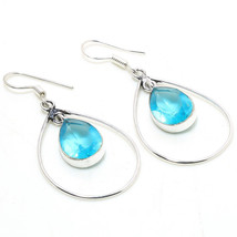 Swiss Blue Topaz Gemstone Ethnic Christmas Gift Earrings Jewelry 2.10" SA 2878 - £4.77 GBP