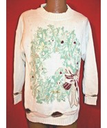 Vintage WORK IN PROGRESS Wreath Women&#39;s UGLY CHRISTMAS SWEATHER Large - $552.51 MXN