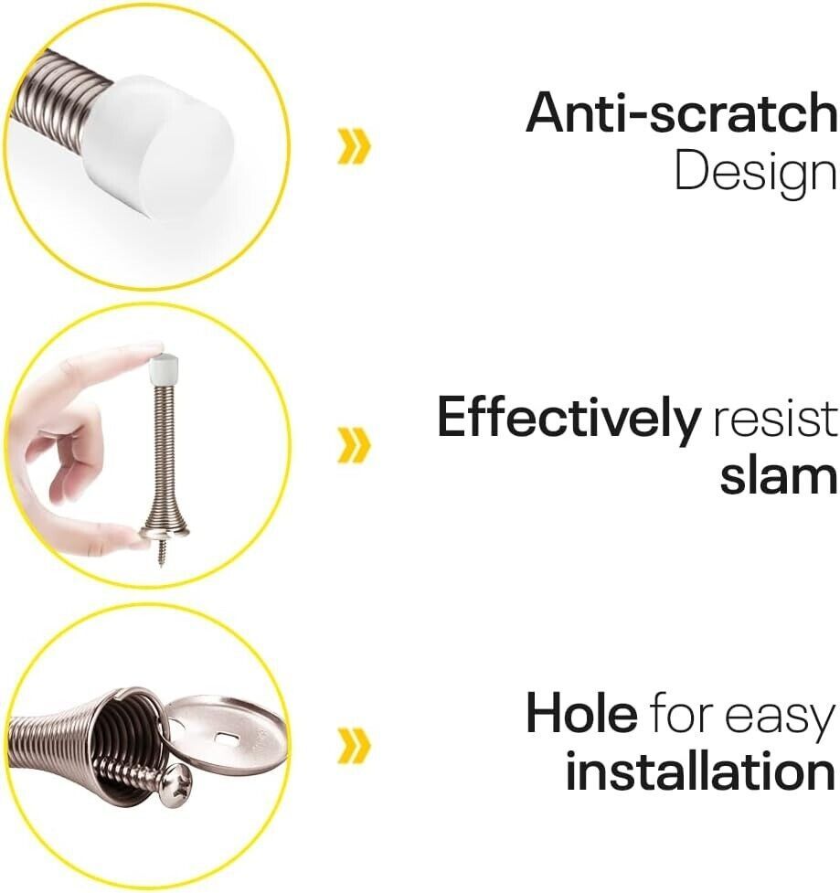 5 pcs 3 1/4&quot; Alloy Steel Spring Door Stoppers for Wall Protection - $4.94