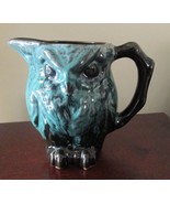 g61c Canadian Art Pottery Large Owl Creamer Green Drip Glaze Stamped Can... - £13.30 GBP