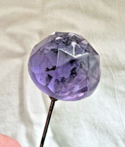 Antique Purple Glass Topped Hatpin 8.5&quot; Long Victorian Cottage Core Hat Pin - £34.40 GBP