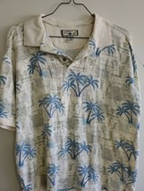Caribbean Joe Hawaiian Shirt Vintage Button Down, Men&#39;s M, Beige/Palm Tree - $14.24