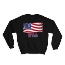 USA Distressed : Gift Sweatshirt Flag Americana United States Patriotic American - $28.95