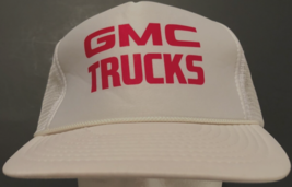 GMC Trucks Vintage Nissin 80s 90s White Mesh Snapback Band Cap Hat One Size - $32.72