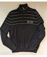 Hugo Boss Golf Green Label 1/4 Zip Long Sleeve Sweater Black White Cotton M - $1,163.25 MXN