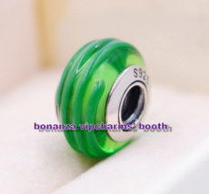 925 Sterling Silver Handmade Glass Lampwork Green Murano Glass Charm Beads  - £3.30 GBP