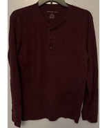 American Eagle Men Sz Med Maroon Thermal Long Sleeve Button Crew Pullove... - $12.00