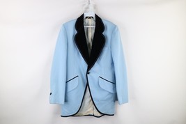 Vtg 60s Rockabilly Mens 37L Distressed Velvet Collar Smoking Prom Tuxedo... - £78.41 GBP