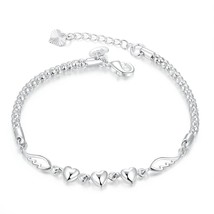 Angles Wings Triple Heart Bracelet in 18K White Gold Plated FREE Shipping  - £22.13 GBP